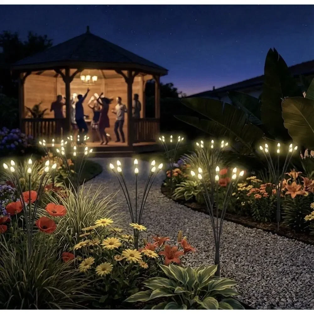 32 Solar Lights Firefly Garden SolR Brite Outdoor Waterproof Warm White Lot Of 3